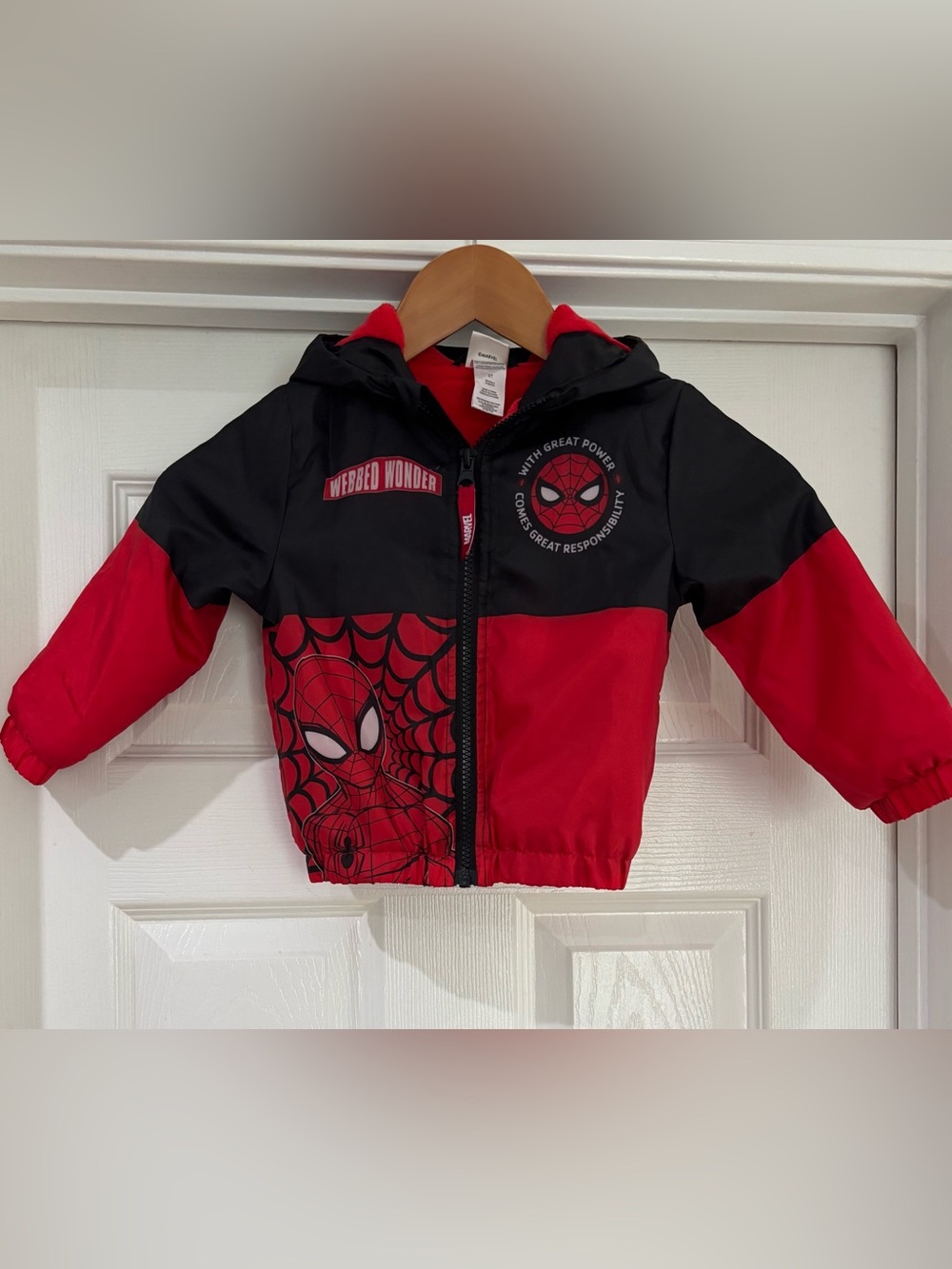 Marvel Spider-Man Fleece Lined Hooded Jacket Toddler 2T NWOT